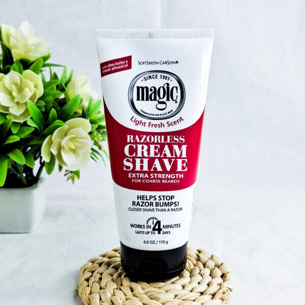 Magic Light Fresh Scent Razorless Cream Shave Extra  Strength For Coarse Beards