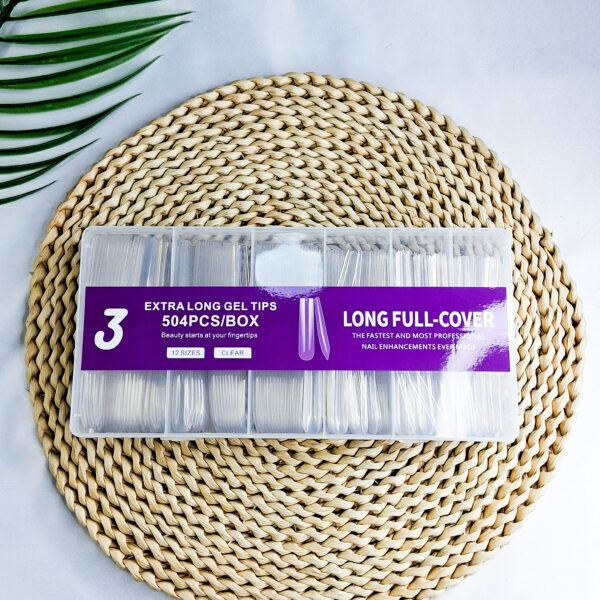 3 Extra Long Gel Tips 504Pcs Box Long Full Cover
