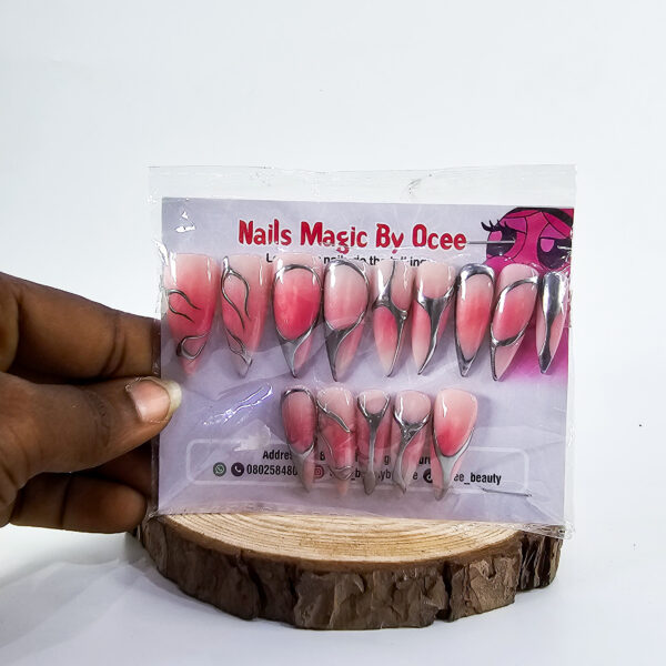Nails Magic By Ocee Press-On Nails Silver-white
