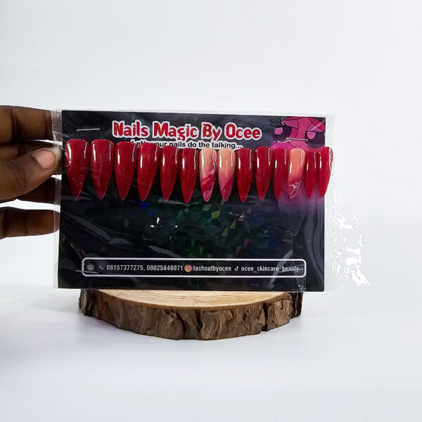 Nails Magic By Ocee Press-On Nails Red-White